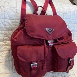 Prada Burgundy Backpack